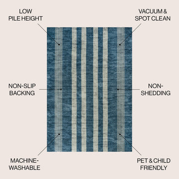 Vichy Geometric Striped Machine-washable Area Rug